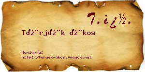 Törjék Ákos névjegykártya